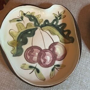 Red Wing Pottery Party Time Handpainted Fruit Plates RARE